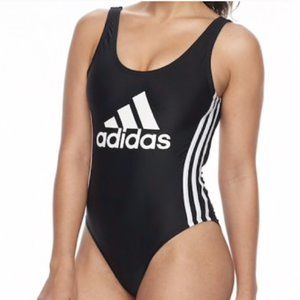 Adidas Logo Striped One Piece Backless Medium